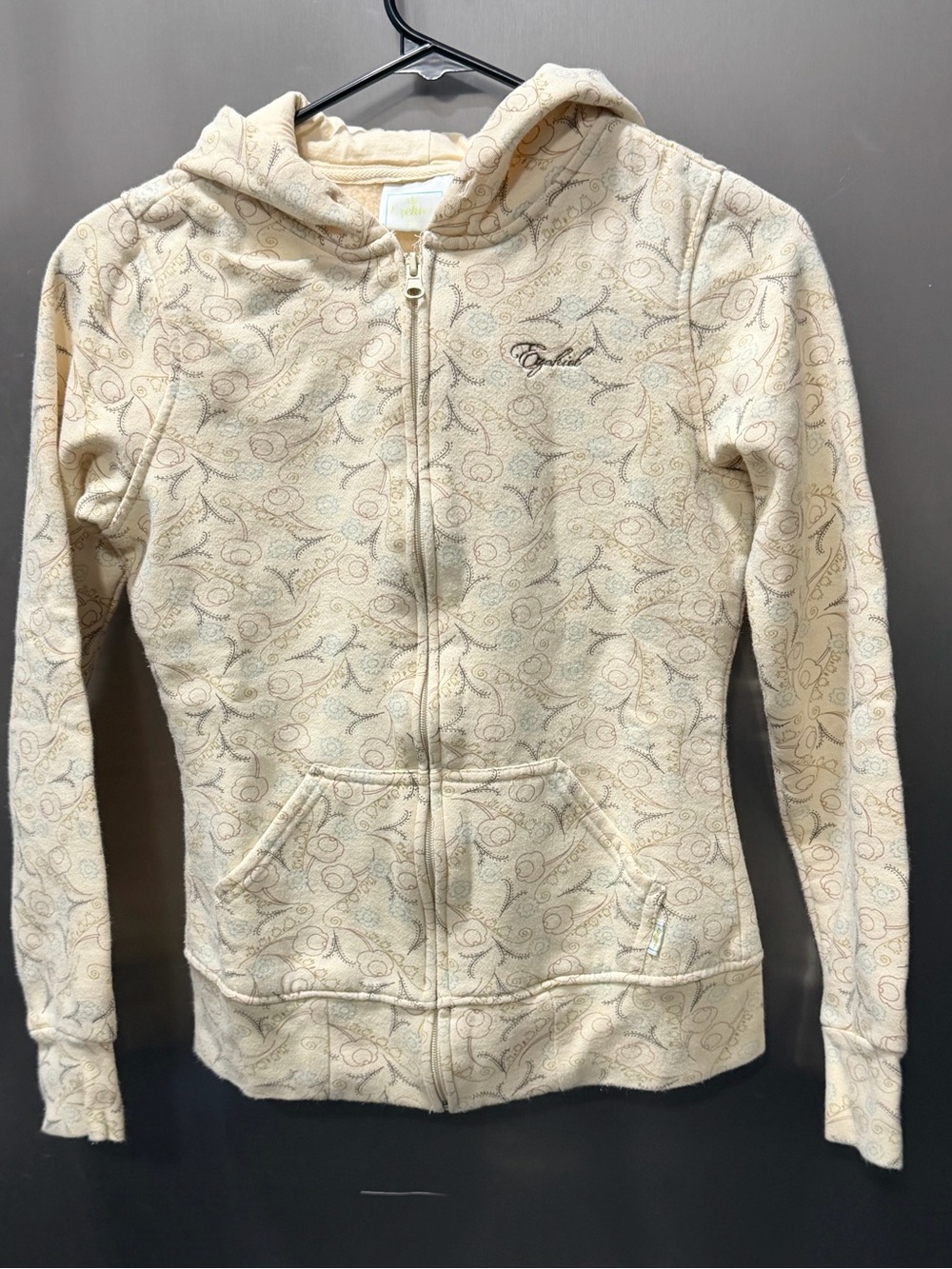 Ezekiel Cream Hooded Zip Teddy Jacket Y2K era women’s XS